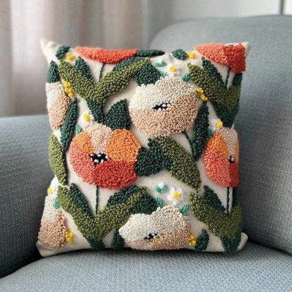 Unique Colorful Hook Pillow Throw Pillow Embroidery Custom Home Decor Luxury Cute Flower Hook Pillow